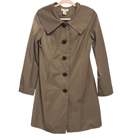 Vertigo Paris Jackets & Blazers - Vintage Vertigo Paris Womens Brown Portrait Collar Bow Back Trench Coat Size S
